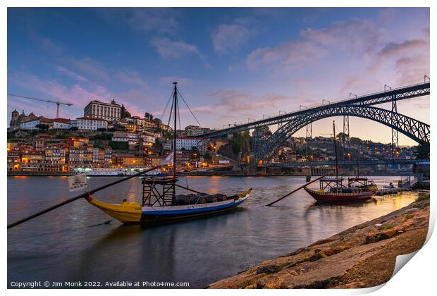 Banks of the Douro river in Porto Print by Jim Monk