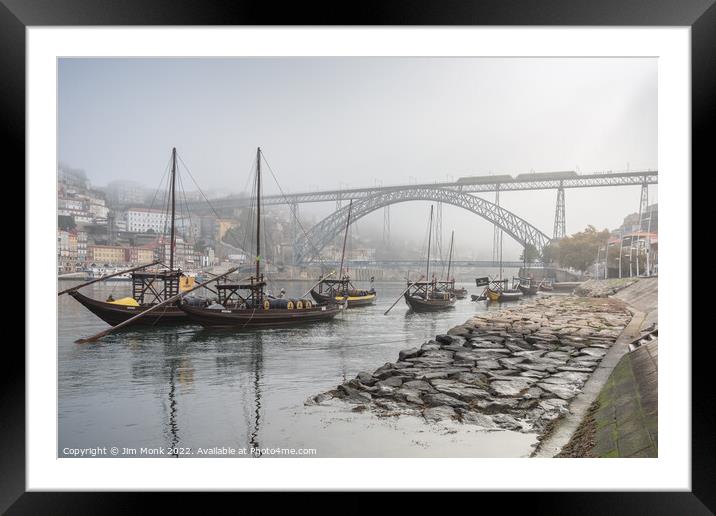 Rabelo Boats of Porto Framed Mounted Print by Jim Monk