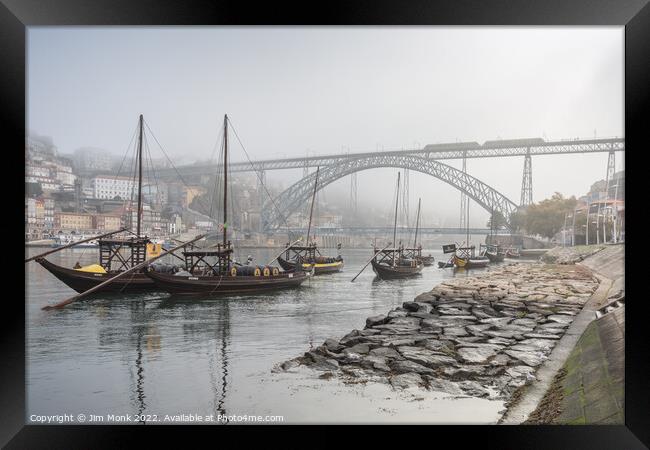 Rabelo Boats of Porto Framed Print by Jim Monk
