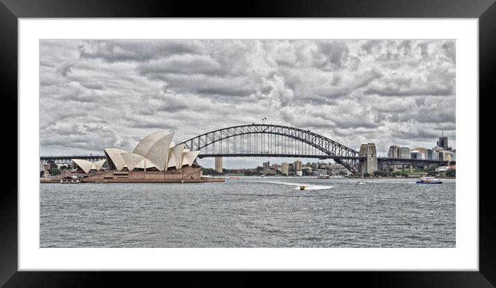 Sydney harbour bridge and opera house (abstract) Framed Mounted Print by Allan Durward Photography