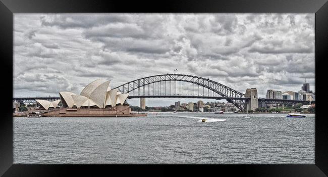 Sydney harbour bridge and opera house (abstract) Framed Print by Allan Durward Photography