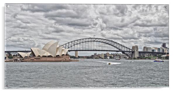 Sydney harbour bridge and opera house (abstract) Acrylic by Allan Durward Photography