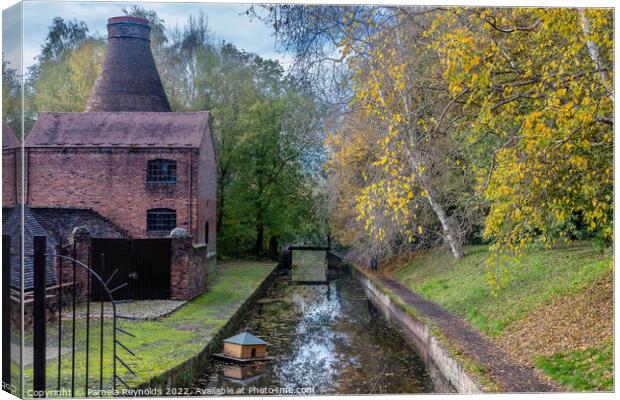 Bottle Kiln with Canal at Coalport China Museum Sh Canvas Print by Pamela Reynolds