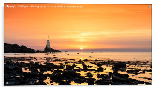 Athopol Lighthouse Sunrise Acrylic by DiFigiano Photography