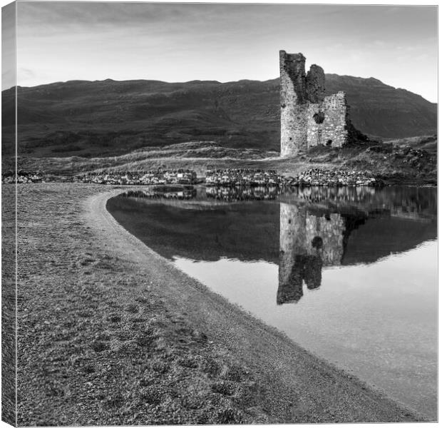 Ardvreck Castle Black and White  Canvas Print by Anthony McGeever
