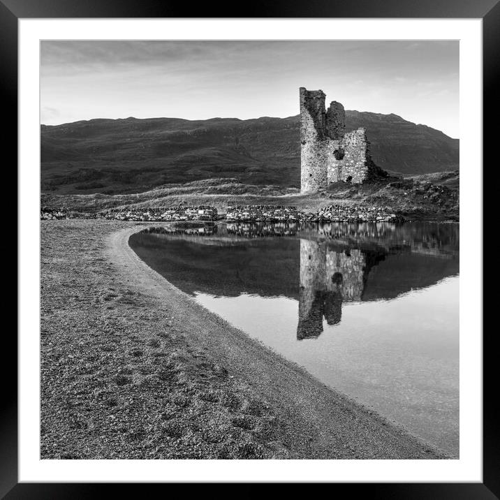 Ardvreck Castle Black and White  Framed Mounted Print by Anthony McGeever