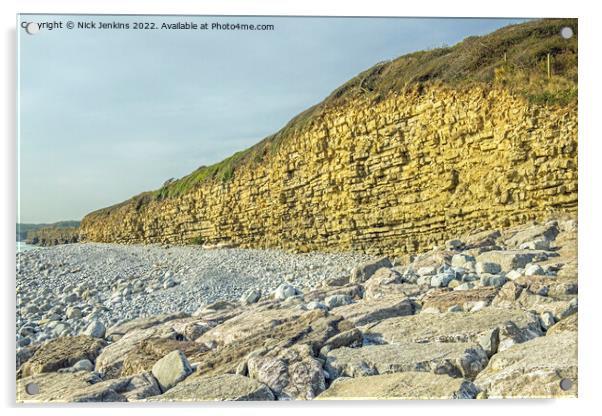 Llantwit Major Beach and Cliffs Glamorgan Coast Acrylic by Nick Jenkins