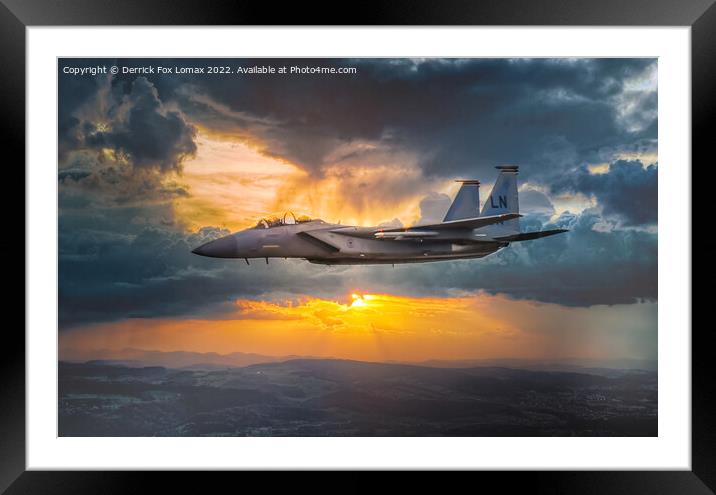 F15 Fighter jet Framed Mounted Print by Derrick Fox Lomax
