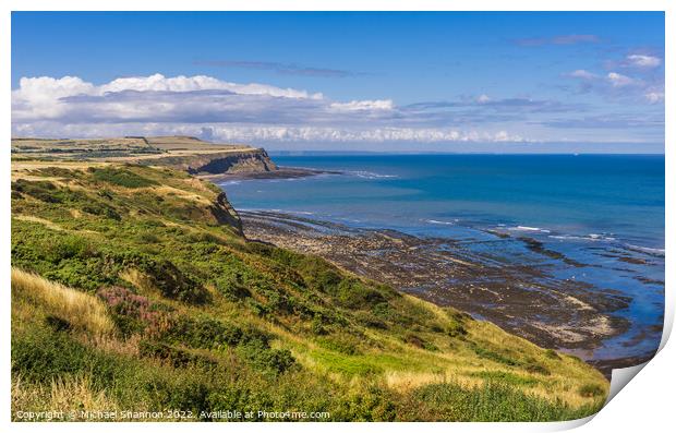 Cleveland / North Yorkshire Coastline near Skinnin Print by Michael Shannon