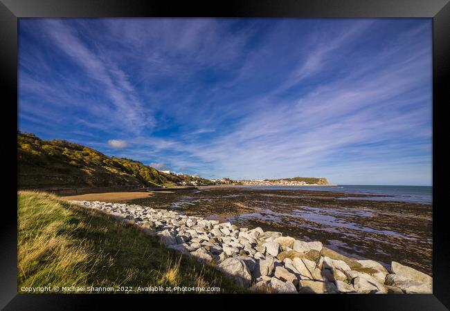 Scarborough South Bay - Photo from the sea defence Framed Print by Michael Shannon