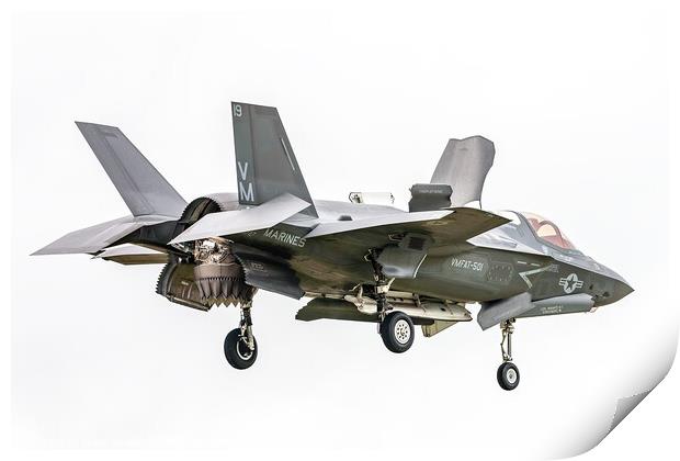 Lockheed Martin F35 shows it tail in the hover. Print by Steve de Roeck
