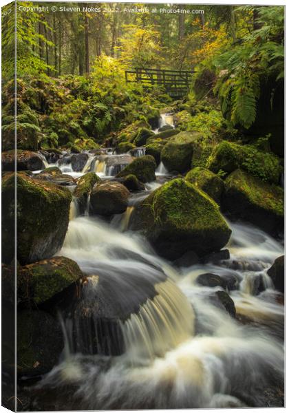 Tranquil Waterfall in Stunning Peak District Canvas Print by Steven Nokes