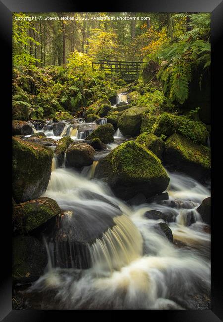 Tranquil Waterfall in Stunning Peak District Framed Print by Steven Nokes