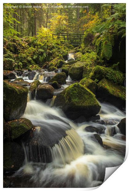 Tranquil Waterfall in Stunning Peak District Print by Steven Nokes