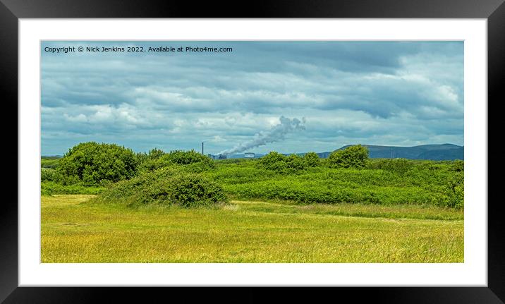 Across Kenfig Nature Reserve to Steel Works Framed Mounted Print by Nick Jenkins