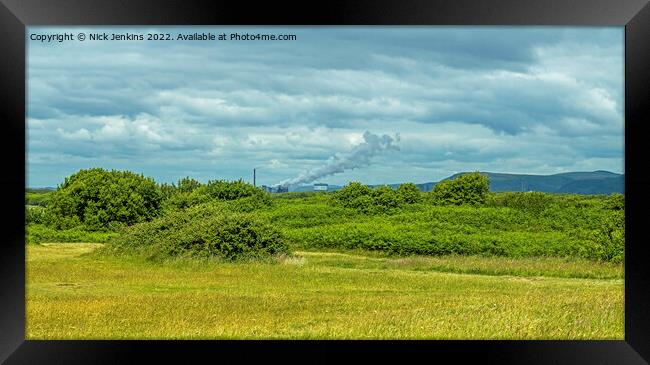 Across Kenfig Nature Reserve to Steel Works Framed Print by Nick Jenkins