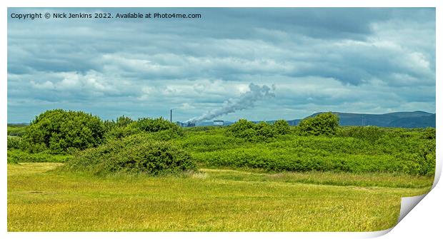 Across Kenfig Nature Reserve to Steel Works Print by Nick Jenkins