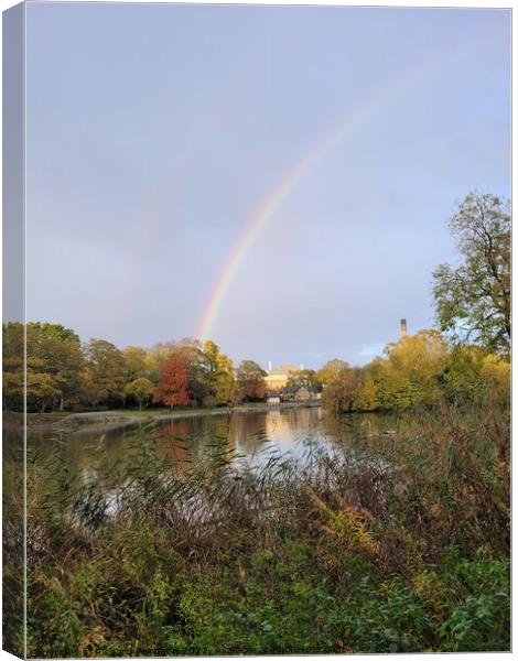 Rainbow over Leazes Park Canvas Print by Richard Fairbairn