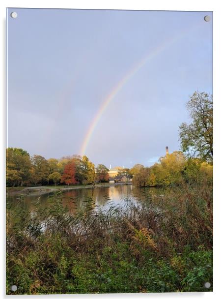 Rainbow over Leazes Park Acrylic by Richard Fairbairn