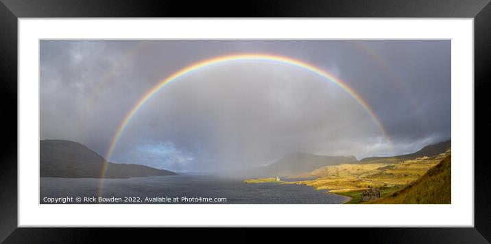 Rainbow Over Ardvreck Castle  Framed Mounted Print by Rick Bowden