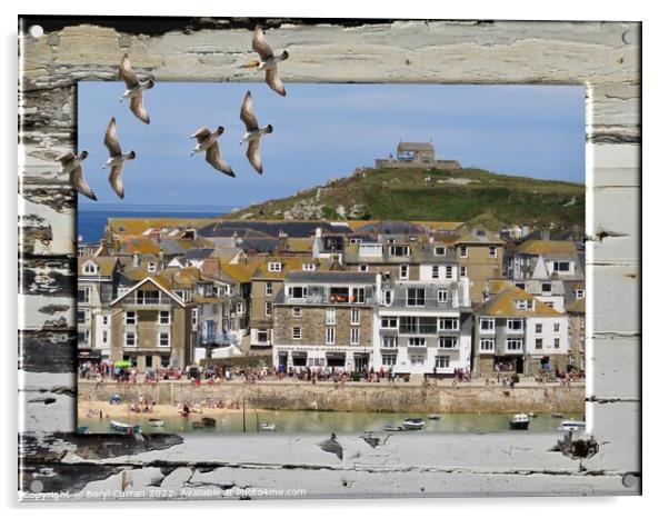 Seagulls View of St Ives Acrylic by Beryl Curran