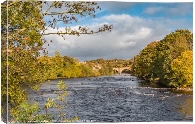 Autumn on the River Tees at Barnard Castle, Teesdale Canvas Print by Richard Laidler