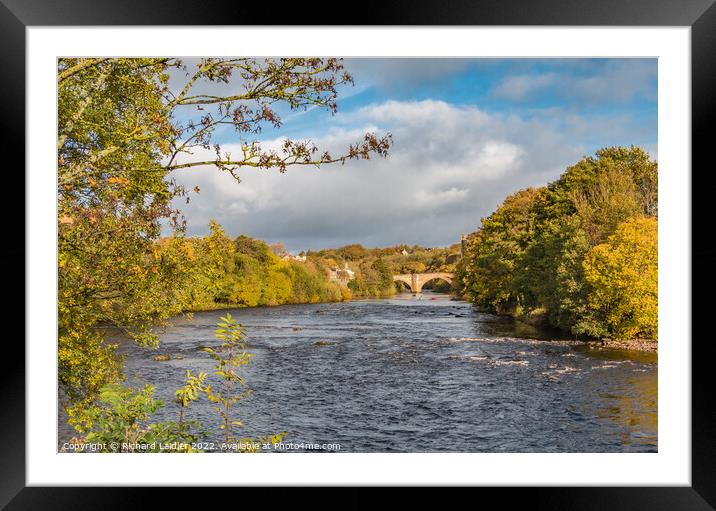 Autumn on the River Tees at Barnard Castle, Teesdale Framed Mounted Print by Richard Laidler