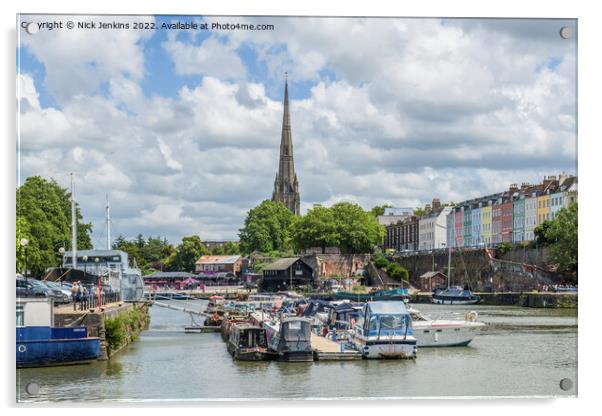 St Mary Redcliffe Bristol Floating Harbour  Acrylic by Nick Jenkins