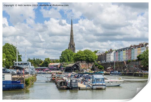 St Mary Redcliffe Bristol Floating Harbour  Print by Nick Jenkins