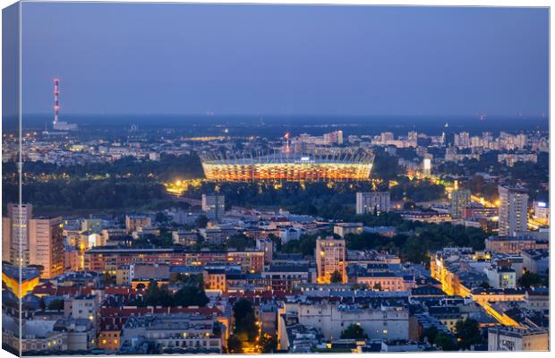 Warsaw Cityscape In The Evening Canvas Print by Artur Bogacki