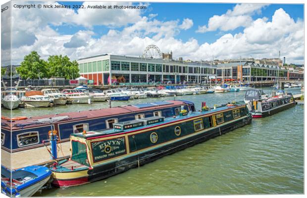 Bristol Floating Harbour Moored Boats  Canvas Print by Nick Jenkins
