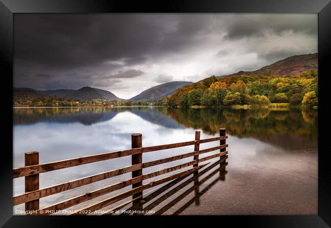 Grasmere lake with autumn colours 829  Framed Print by PHILIP CHALK