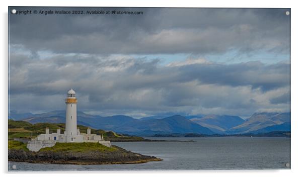 Lismore Lighthouse mountain view Acrylic by Angela Wallace