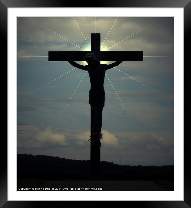Crucifix silohuette Framed Mounted Print by Donna Duclos
