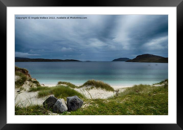 Rocks on Vatersay Beach Framed Mounted Print by Angela Wallace