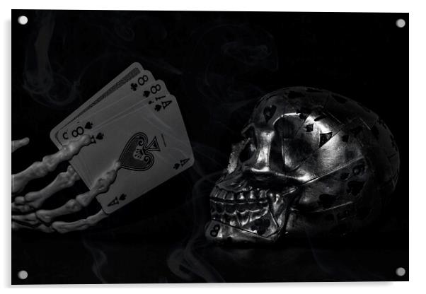 Dead Man's Hand B&W Acrylic by Steve Purnell