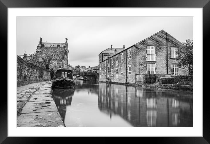 Skipton canal in monochrome Framed Mounted Print by Jason Wells
