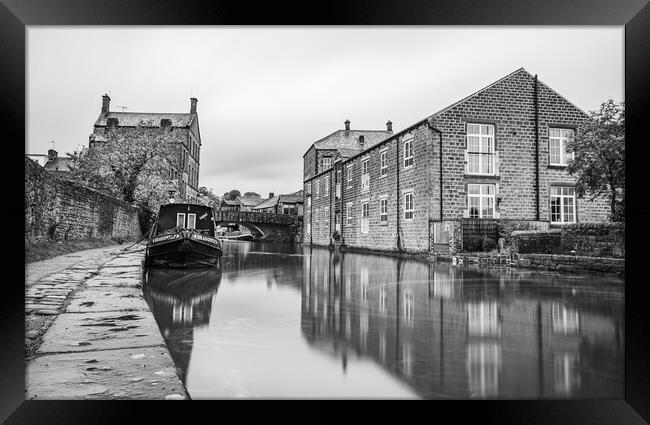 Skipton canal in monochrome Framed Print by Jason Wells