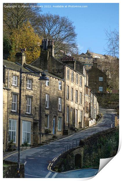 Holmfirth Cottages Print by Alison Chambers