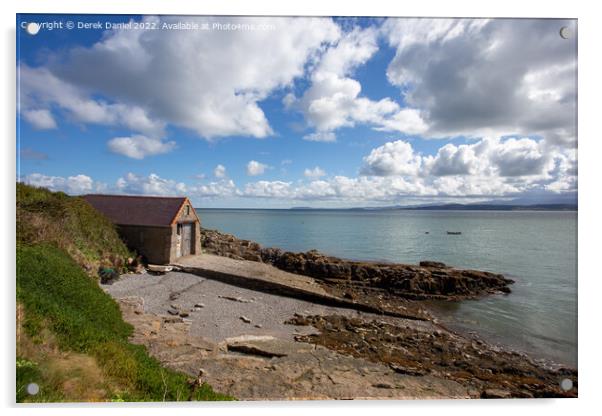 Slipway along the coast at Moelfre Acrylic by Derek Daniel