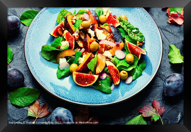 Vitamin salad with fruit, olives and herbs Framed Print by Mykola Lunov Mykola