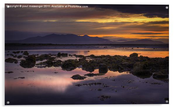Sunset over Arran Scotland Acrylic by Paul Messenger