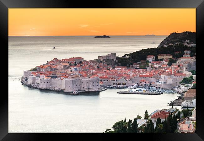 Dubrovnik Old Town Sunset Framed Print by Sarah Smith