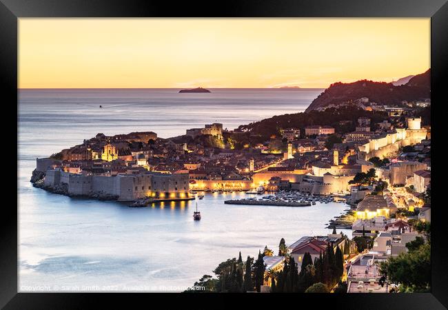 Dubrovnik City Lights Framed Print by Sarah Smith