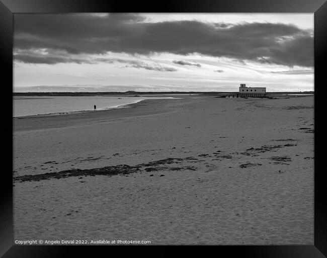 Fuseta Beach Monochrome Moment Framed Print by Angelo DeVal