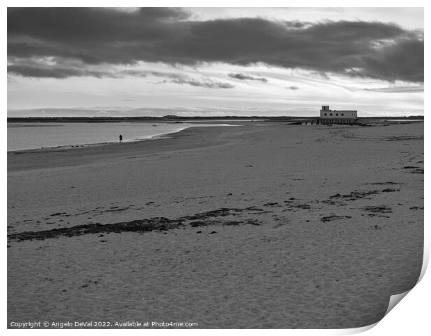 Fuseta Beach Monochrome Moment Print by Angelo DeVal