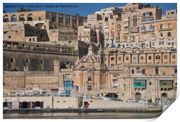 The Grand Harbour waterfront at Valletta, Malta Print by Jim Jones