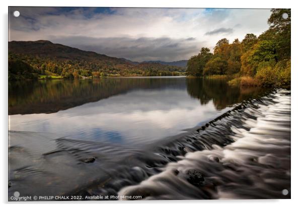 Grasmere weir in Autumn 833 Acrylic by PHILIP CHALK