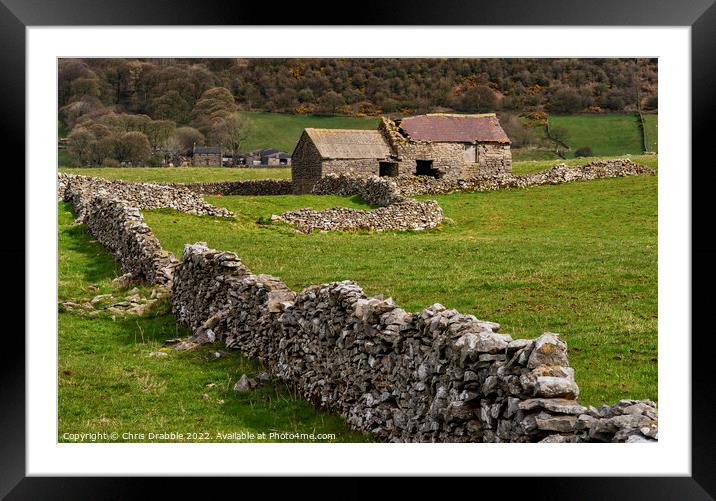 Field Barn at Foolow Framed Mounted Print by Chris Drabble