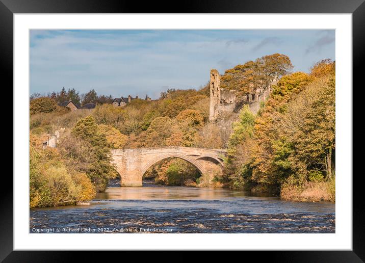 Barnard Castle County Bridge and Castle Ruins in Autumn Framed Mounted Print by Richard Laidler